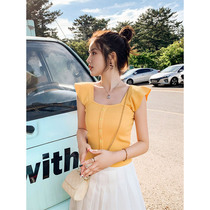 Ice Wire Weaselweaters Lady Summer 2020 New Thin and beautiful back small scents short sleeves T-shirt blouses short and open navel