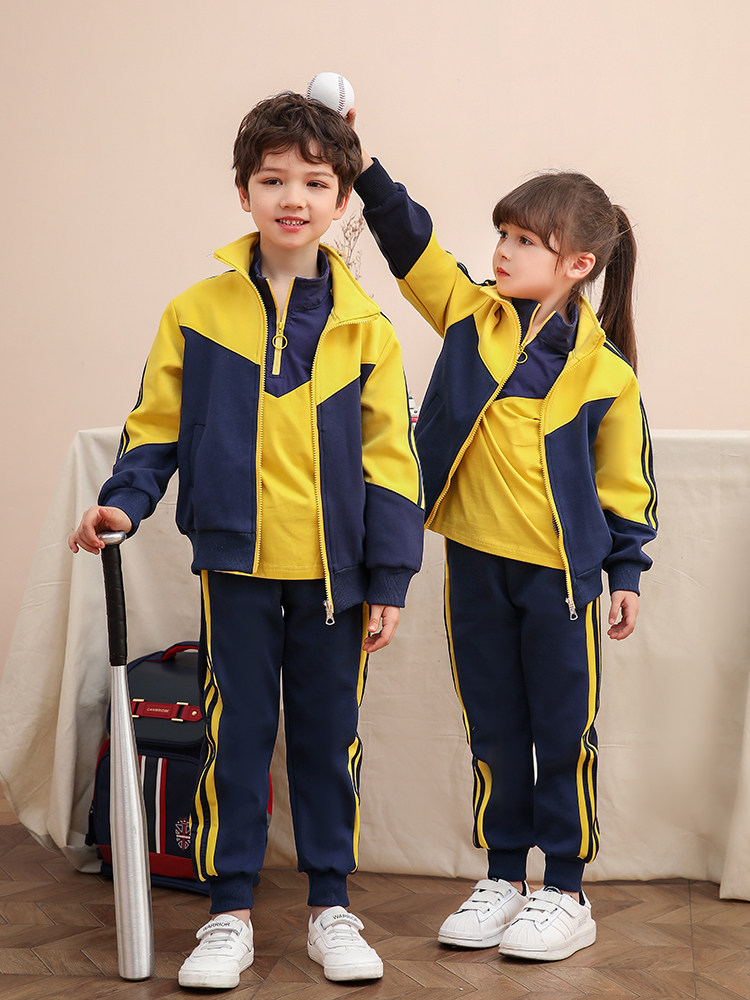 Primary school uniforms spring and autumn suits children's British style class clothes teacher sports three-piece suit kindergarten uniforms custom