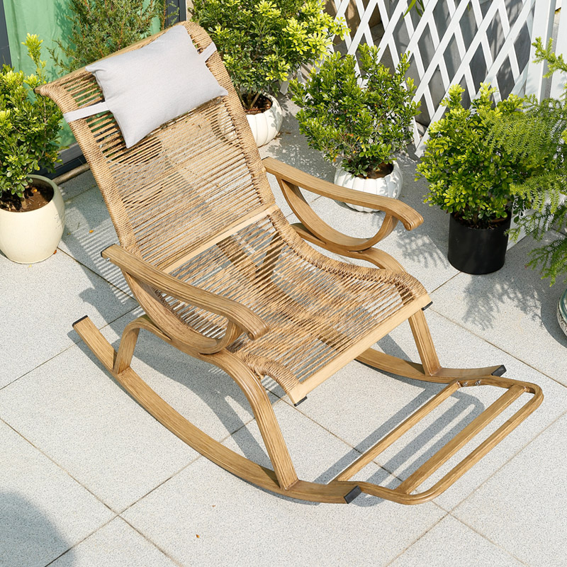 Nordic balcony adult rocking chair lazy rocking chair summer net red rattan lounge chair balcony home leisure chair