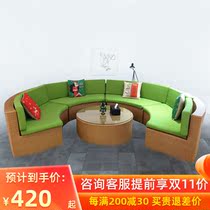 Outdoor rattan semi-round sofa combination garden balcony courtyard lounge chair living room rattan lazy chair sofa