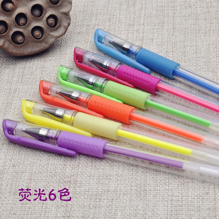 Color gel pen highlighter refill six sets of yellow copy can not graffiti painting decoration happy description bullet type