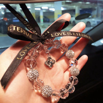 Small Red Book Identical Four-leaf Grass Crystal Car Pendant On-board Rearview Mirror Pendant Lukewarm Windmill with Hanging Accessories