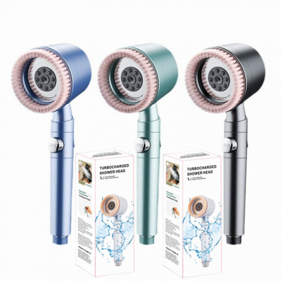五功能过滤美肤增压花洒喷头淋浴手持莲蓬头搓背洗澡毛刷花洒套装