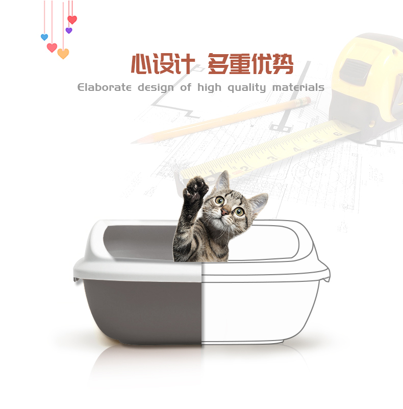 TOMCAT mở mèo xả rác chậu khép kín mèo chậu chậu núi lửa vôi nhà vệ sinh mèo chậu chậu - Cat / Dog Beauty & Cleaning Supplies lược chải lông cho mèo
