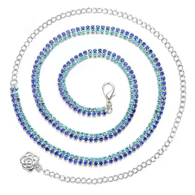 Belly dance waist fashion wild double row drill new sexy second row rhinestone waist jewelry color diamond blue red