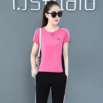 Jordan Noo Sport suit Women Summer short sleeves Long pants 361 Fashion round collar Ice Breathable Casual Wear two sets