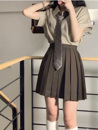 Студенческая юбка в складку, оригинальный комплект, оригинальная японская школьная юбка, рубашка