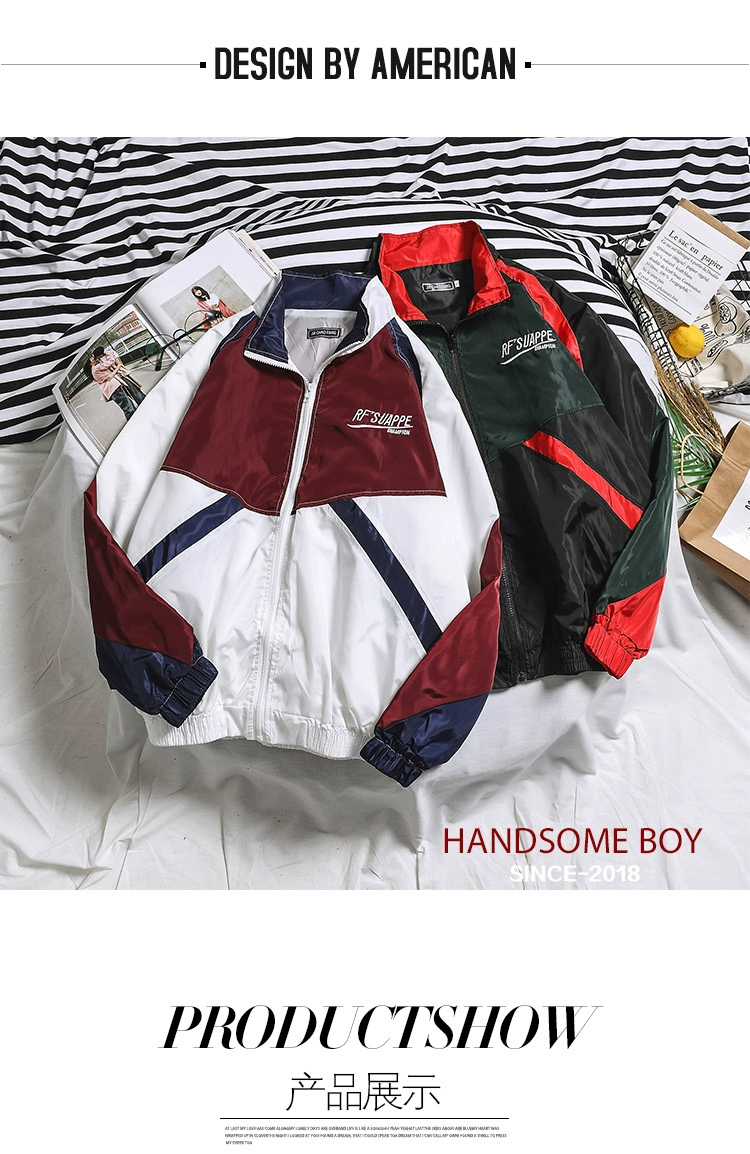 Hip Hop Spring Jackets Men Windbreaker Patchwork Autumn Loose Casual Jacket Couple Thin Jacket Loose Large Size Zipper Coat white jacket men