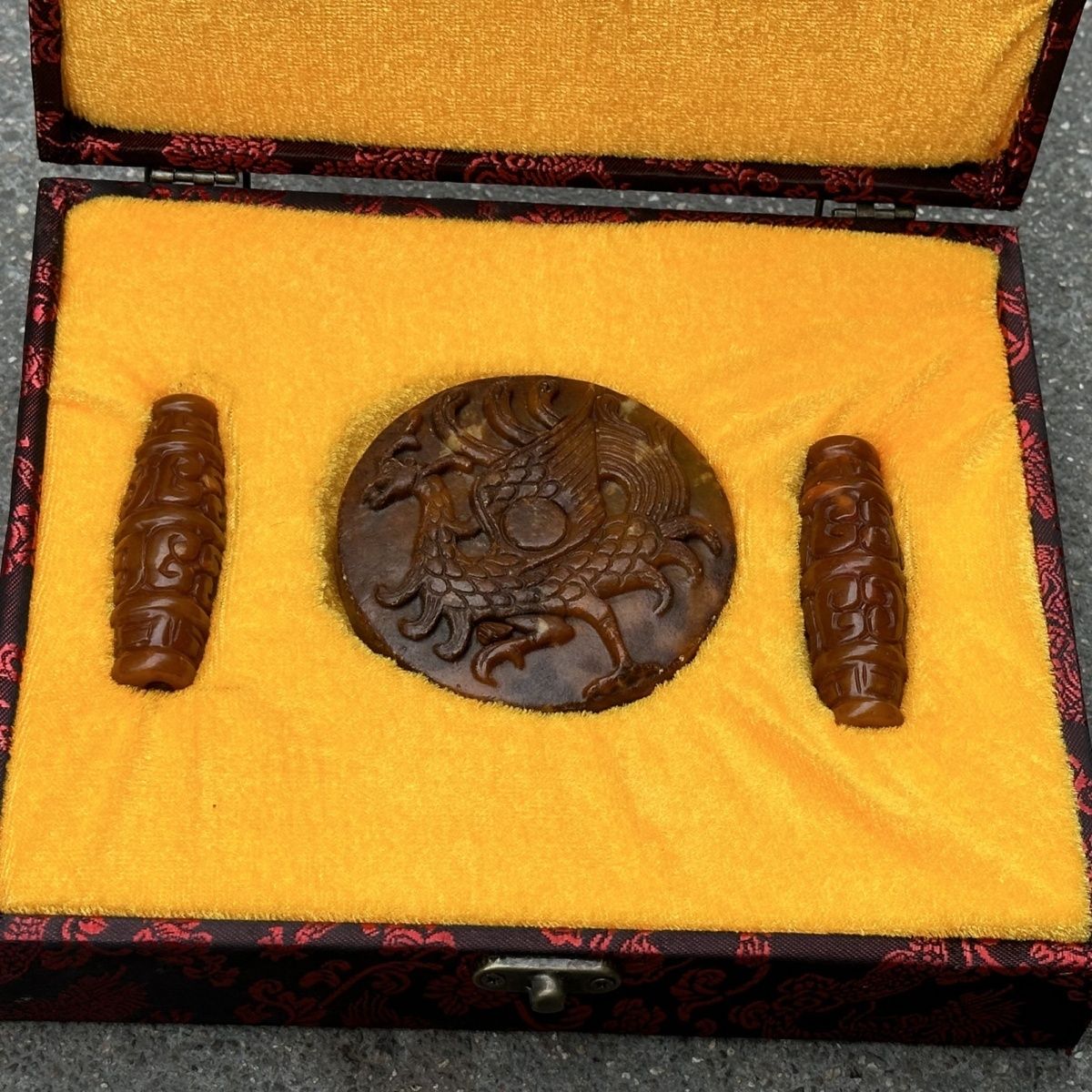 明清汉代古玩玉器高古玉岫玉玉雕玉石把件吊坠老物件摆件朱雀带盒