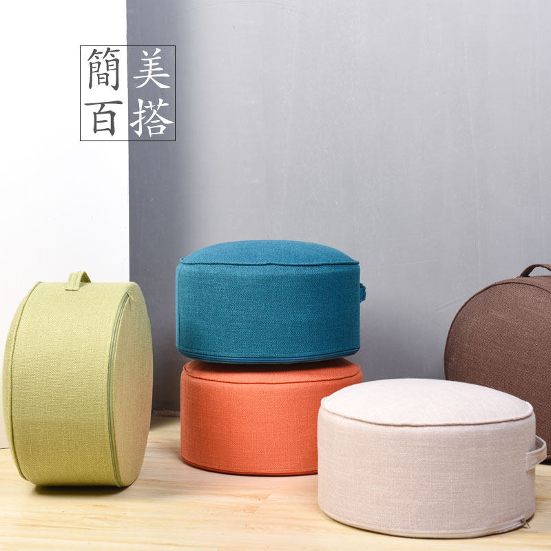 Round bench household cotton pier bench simple Japanese tatami removable and thick high cushion