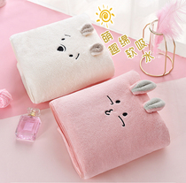 Baby bath towel Mens and womens cartoon soft absorbent childrens bath towel Cute cotton soft quick-drying household non-hairless bath towel