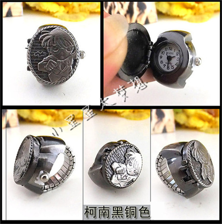 Vintage vòi đồng thau đen đồng đỏ đồng lật vòng đồng hồ cá tính thời trang ngón tay đồng hồ nam - Nhẫn nhẫn vàng 18k nam