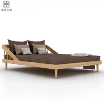 Black walnut bed Japanese tatami 1 51 8 m double bed simple solid wood oak Nordic bedroom single bed