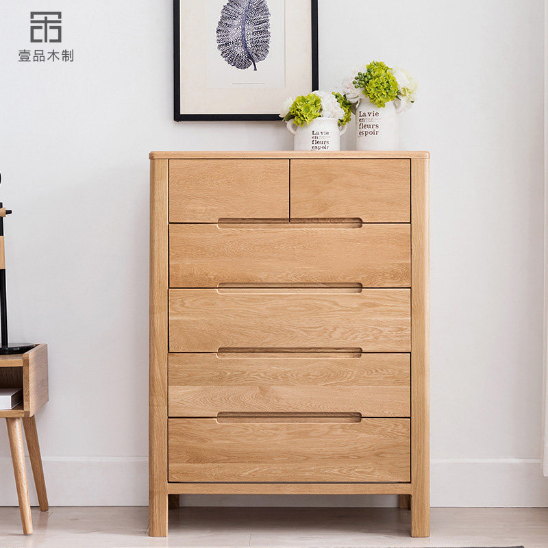 Nordic oak chest of drawers modern minimalist all solid wood living room storage cabinet bedroom with drawer storage cabinet can be customized