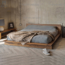 Modern simple full solid wood tatami bed North American black walnut bed 1 5 m floor low bed oak double bed