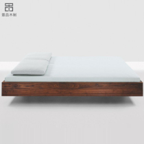 Custom Nordic Solid Wood Bedless Tatami Oak Bed 1 8 Low Bed Simple Black Walnut Homestay Suspension Bed