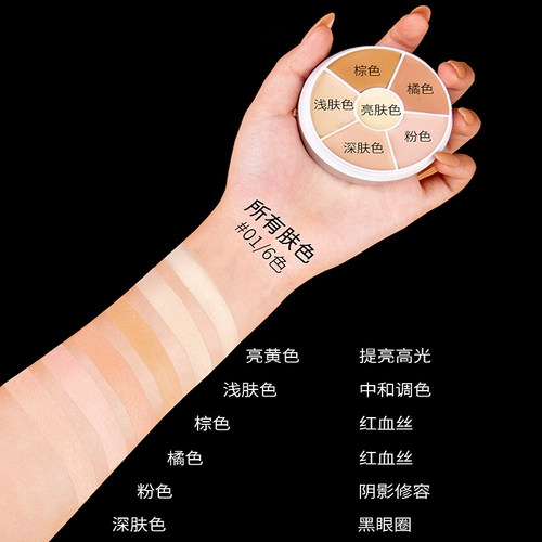 Тональный крем для лица, татуировка, шасси, шесть цветов, скрывает прыщи, против темных кругов под глазами