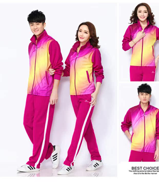 Jinguan mùa xuân và mùa thu trang phục thể thao nam và nữ màu đỏ tay dài cặp vợ chồng trung niên Jiamusi Aerobics Square Dance Dress Set bộ thể thao uniqlo nam mùa đông