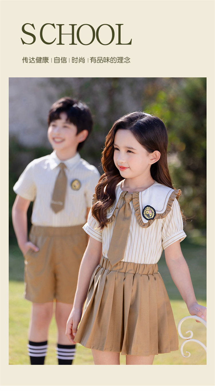 Детская рубашка для детского сада, комплект, летняя форма для школьников и студентов, в британском стиле 