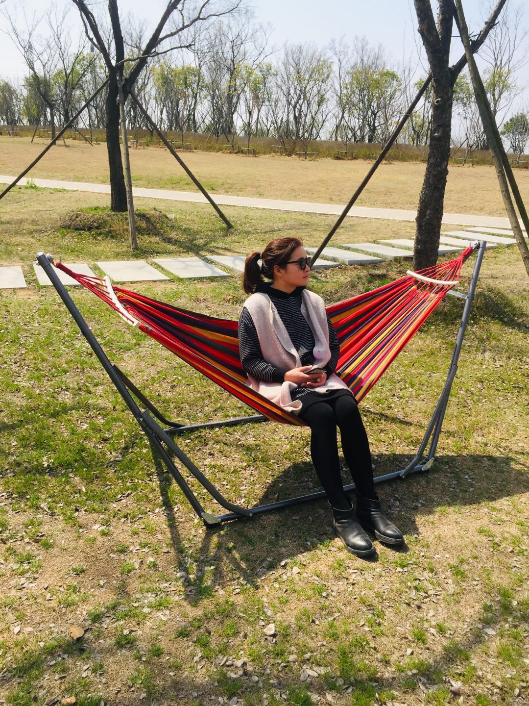 Bracket hammock outdoor balcony double cradle chair courtyard swing chair home foldable children's hanging chair can be recliner