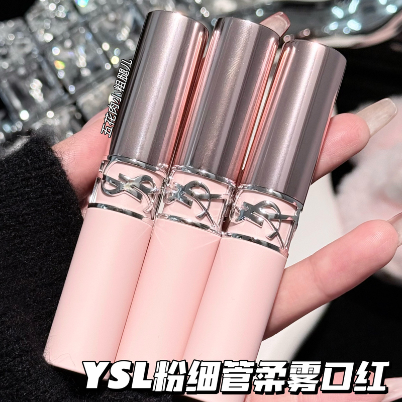 Ysl Saint Laurent 2026 New Product Pink Thin Tube Round Tube Lipstick 01/02/03/04/05 Soft Matte