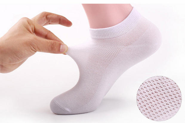 5 đôi tất nam bằng sợi tre vô hình vớ lưới bằng vải cotton thoáng khí nông miệng rắn màu thấm hút mồ hôi thể thao nam khử mùi tất bàn