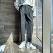 (VERA MENS) South Korea ins casual straight tube nine-point wool small feet casual Joker pants loose trendsetter