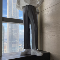  (VERA MENS)Korea ins loose casual drape embroidery solid color long pants straight wide leg trousers trendy men