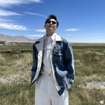 (VERA KANE) South Korea ins autumn stitching burrs casual loose long-sleeved denim jacket trendsetter