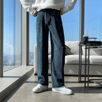 (VERA men) South Korea ins loose casual sports corduroy elastic waist straight wide leg trousers trendo