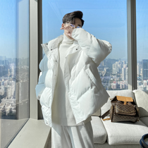 (VERA men) South Korea ins loose collar solid color versatile thick bread cotton padded clothes casual coat hipster tide man