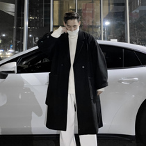 (VERA men) Korean ins autumn and winter loose knee personality long woolen windbreaker Joker coat