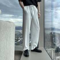 (VERA KANE) Korean ins solid color casual straight fold fold design sense elastic waist loose waist loose pants trendy man