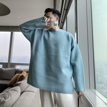 (VERA men) Korean ins loose academic style casual round neck Joker solid color knitted sweater trend men