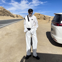 (VERA KANE) Korea ins casual loose personality trend wool stitching color design long sleeve shirt