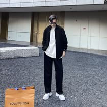 (VERA KANE Korea ins casual sports lazy wind loose solid color sports sweatshirt sweatshirt sweatshirt two pieces of hipster men.)