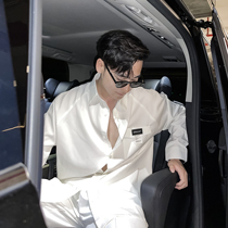 (VERA KANE) Korean ins personality pocket label design casual loose long sleeve shirt trend men