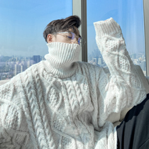 (VERA men) South Korea winter loose high neck knit lazy thick Joker casual candy sweater tide man