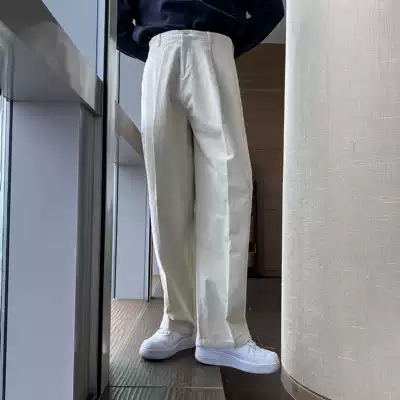 (VERA men) Korea autumn and winter Joker simple stripes loose straight legs wide legs casual trousers trend men