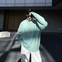 (VERA KANE) Korea ins niche fan-neck design casual loose drop shoulder knit sweater trend men