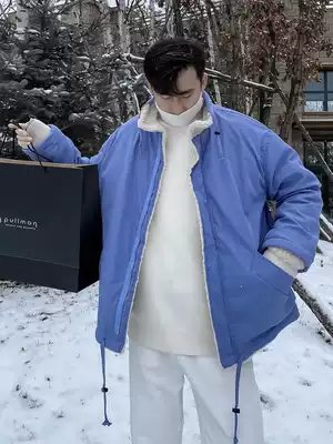 (VERA MENS) South Korea ins loose college style lamb wool Joker bread cotton coat casual trendsetter