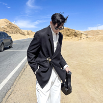 (VERA KANE) South Korea ins light mature lock buckle personality design casual loose long sleeve suit jacket Chao man