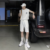 (VERA KANE) Korean casual sports solid color sleeveless vest belt shorts set tide two trendy men