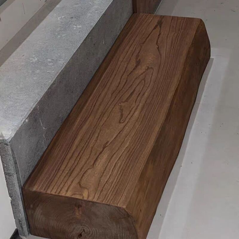 Old Elm Solid Wood Square Log Home Board Wooden Strip Weathered Room Beam Wood Square Stair Step Board First Step
