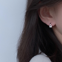 Personality small square earrings 925 sterling silver minimalist earrings short versatile small Korean earrings female