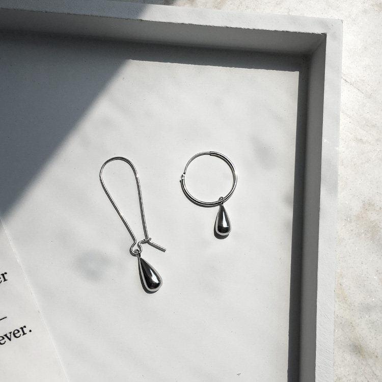 Minimalist cold wind earrings 925 sterling silver long version of water drop earrings simple personality earrings women's short ear buckle