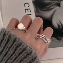 A multi-wear-through body 925 pure silver multilayer temperament round tail ring female minimalist line Korean version personality ring