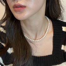 Worth starting with Natural Great Pearls Short LOCK BONE CHAIN 925 SILVER ANTI-ALLERGY NECKLACE WOMAN TEMPERAMENT ELEGANT KOREA