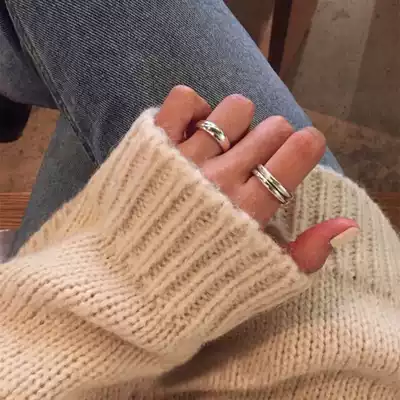 Suit beauty Xinzi with ring whole body sterling silver closed ring female personality Korean exquisite aperture ring