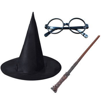 Halloween magic hat wizard hat harry potter ແວ່ນຕາ magic wand ກໍານົດຜູ້ໃຫຍ່ແລະເດັກນ້ອຍ props ແຕ່ງຕົວພໍ່ແມ່ເດັກນ້ອຍ